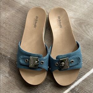 Dr. Scholl's Nice Iconic Flat Denim Blue Slide Sandals for Women